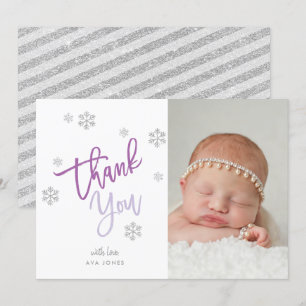 Winter Silver Glitter Snowflake Tack Photo Inbjudningar