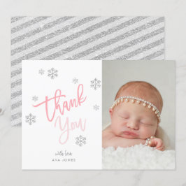 Winter Silver Glitter Snowflake Tack Photo Inbjudningar