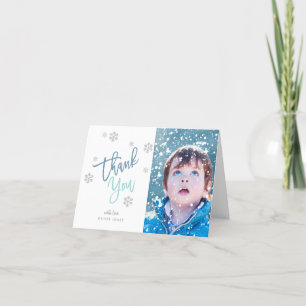 Winter Silver Glitter Snowflake Tack Photo Kort