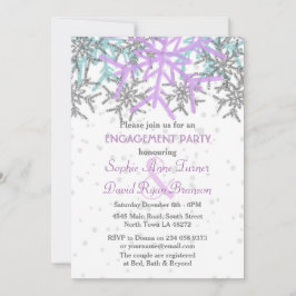 Winter Silver Lila Snöflingor Förlovningsfest Inbjudningar