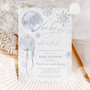Winter Silver Snowflake Gender Neutral Baby Shower Inbjudningar
