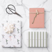 Winter Skating Hundar Gift Wrap Flat Lakan - set 3