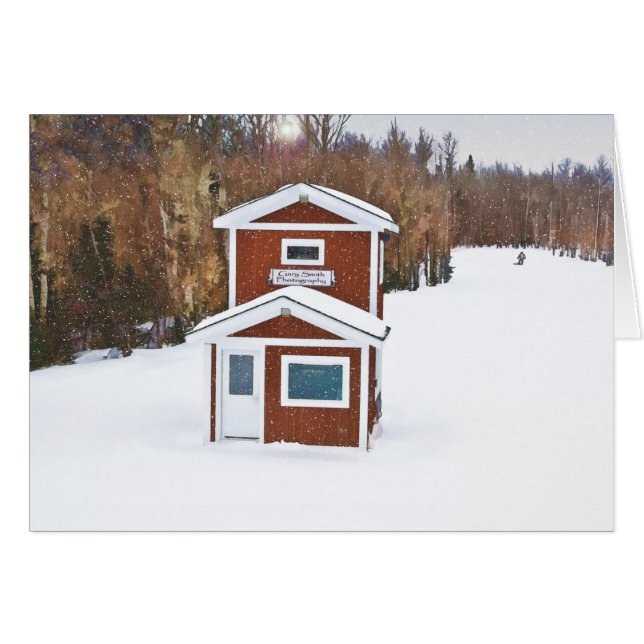 Winter Ski Lodge Hälsningskort (Framsidan Horizontal)