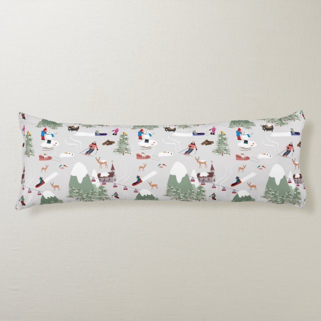 Winter Skiing Mountain Ski Slopes liggande Kroppskudde (Framsidan)