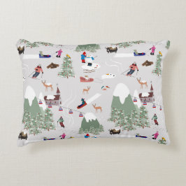 Winter Skiing Mountain Ski Slopes liggande Prydnadskudde