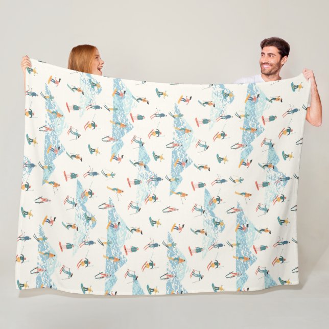 Winter Skiing Snö Mountain Mönster Sports Fleecefilt (På plats)