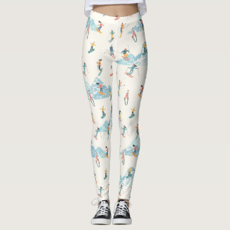 Winter Skiing Snö Mountains Skiers Leggings