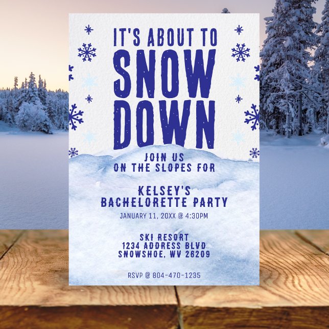 Winter Skiing Snö Snowflake Bachelorette Party Inbjudningar (winter snow bachelorette party invitation)