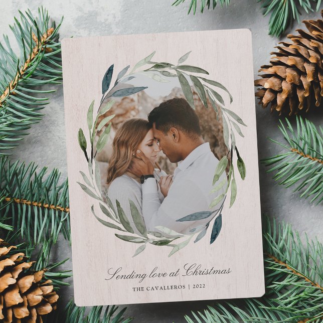 Winter Skogen | Botaniskt foto med vattenfärg Julkort (Skapare uppladdad)