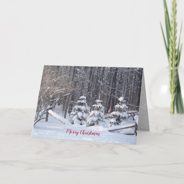 Winter Skogen med gräs träd Kort (Framsida)