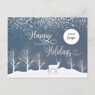 Winter-skogscen Glad helg anpassningsbar logotyp H Vykort
