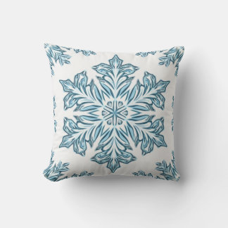 Winter Sky Blue Snowflake Pillow Cushion Kudde