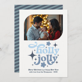 Winter Sky Modern Blue Christmas Photo Julkort