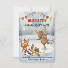Winter Slapstick Ice Skating Birthday Invitation Inbjudningar