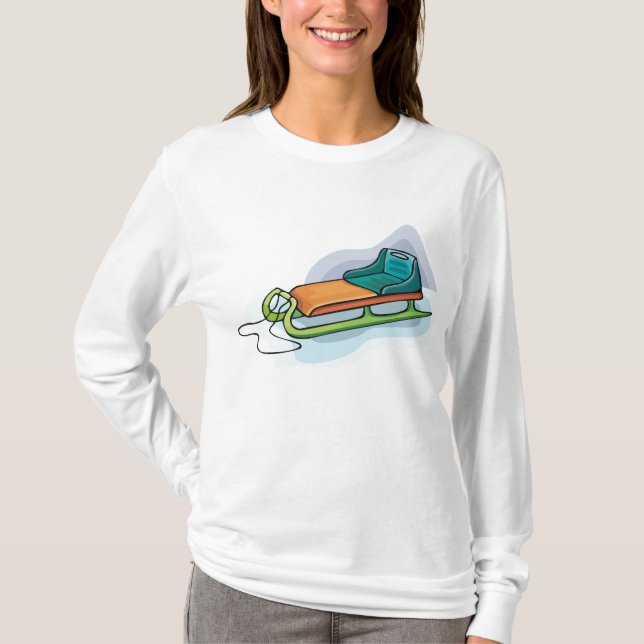 Winter Sled Fun Snow Sledge T Shirt (Framsida)