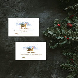 Winter Sleigh Bear Diaper Raffle Baby Shower Tilläggskort