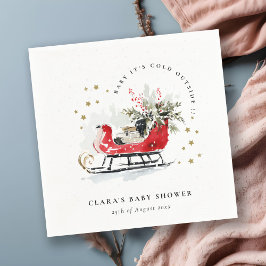 Winter Sleigh Its Cold Outside Neutral Baby Shower Pappersservett