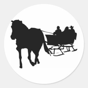 Winter Sleigh Ride Helgdag Design Stickers Runt Klistermärke