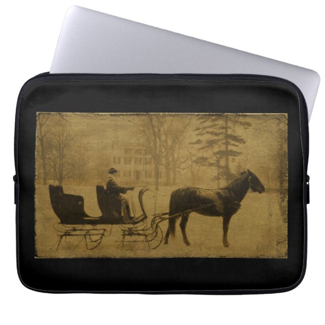 Winter Sleigh Ride-Project Bag Laptop Fodral (Framsidan)