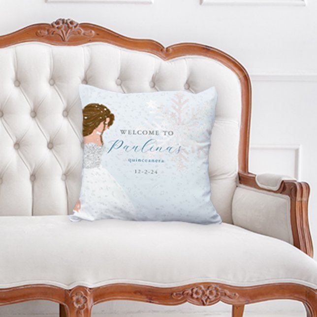 Winter Snö 15:e födelsedagen Quinceañera Blue Kudde (Skapare uppladdad)