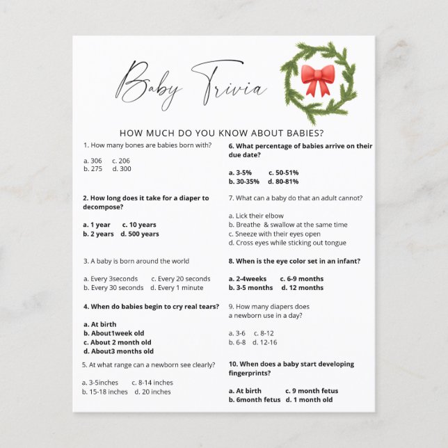 Winter Snö Baby Trivia | Barnstödsspel (Framsida)