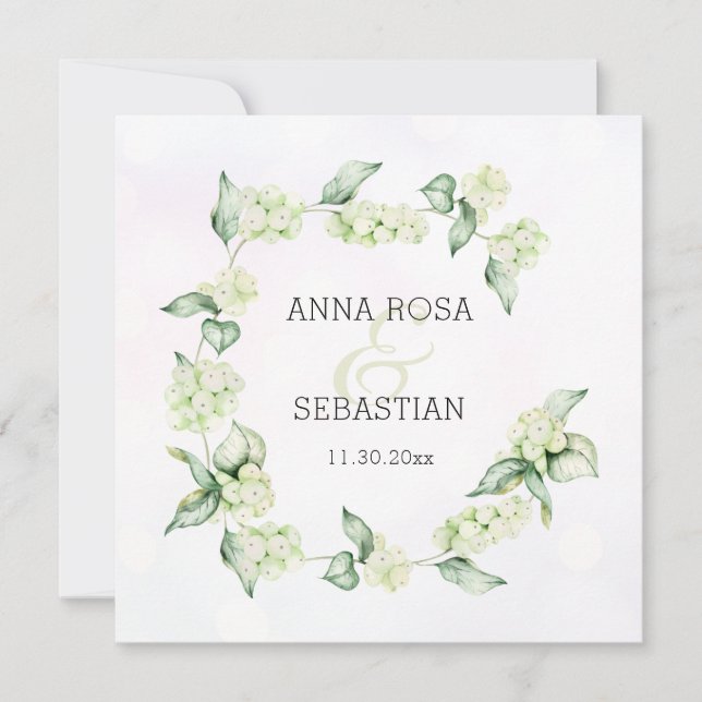 *~* Winter Snö Berry AR12 Boho OSA QR Bröllop Inbjudningar (Framsida)