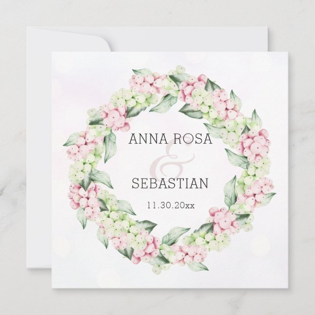 *~* Winter Snö Berry AR12 Boho QR OSA Bröllop Inbjudningar (Framsida)