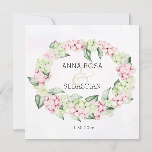 *~* Winter Snö Berry Boho OSA AR12 QR Bröllop Inbjudningar (Framsida)