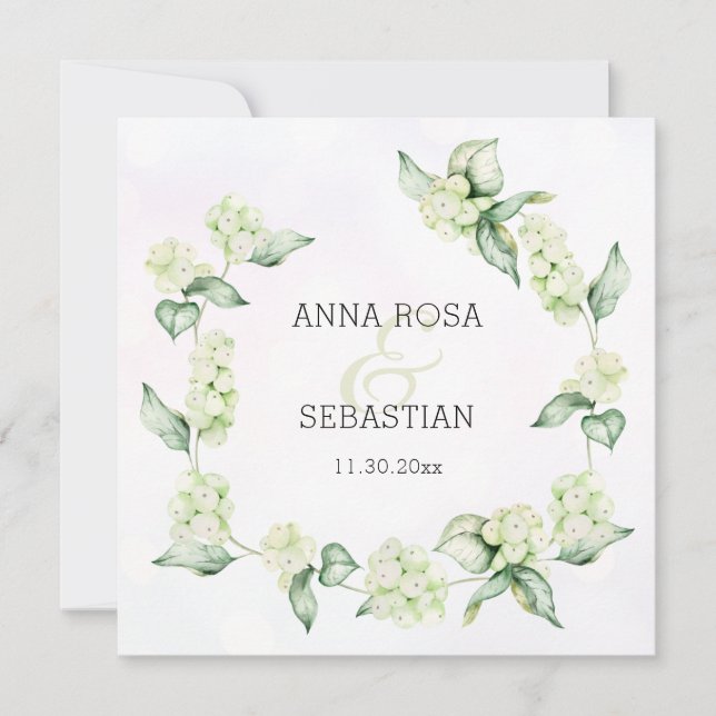 *~* Winter Snö Berry Boho OSA QR AR12 Bröllop Inbjudningar (Framsida)