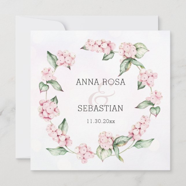 *~* Winter Snö Berry Boho QR OSA AR12 Bröllop Inbjudningar (Framsida)