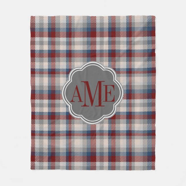 Winter Snö Berry Tweed Patterned Play Monogram Fleecefilt (Framsidan)