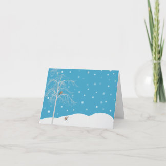 Winter Snö Bird Träd Blank Notecard Kort