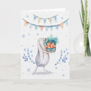 Winter Snö Bunny God jul Helgkort