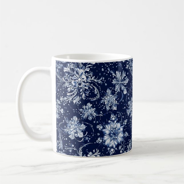 Winter Snö Flower Mönster Kaffemugg (Vänster)