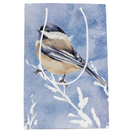 Winter Snö Forest Chickadee Bird Nature Art