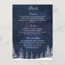 Winter Snö Forest Starry Night Navy Bröllop