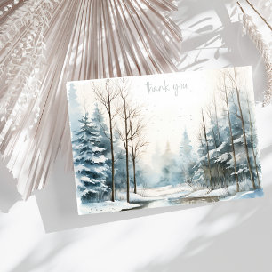 Winter Snö Forest Sympathy Tack Anteckningskort