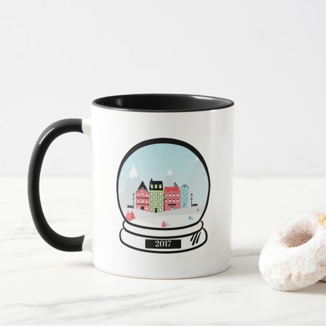 Winter Snö Globe Helgdag Coffee Mugg (Med munk)