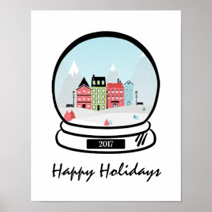 Winter Snö Globe Helgdag Poster tecken