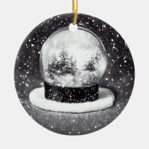 Winter Snö Globe Julgransprydnad Keramik