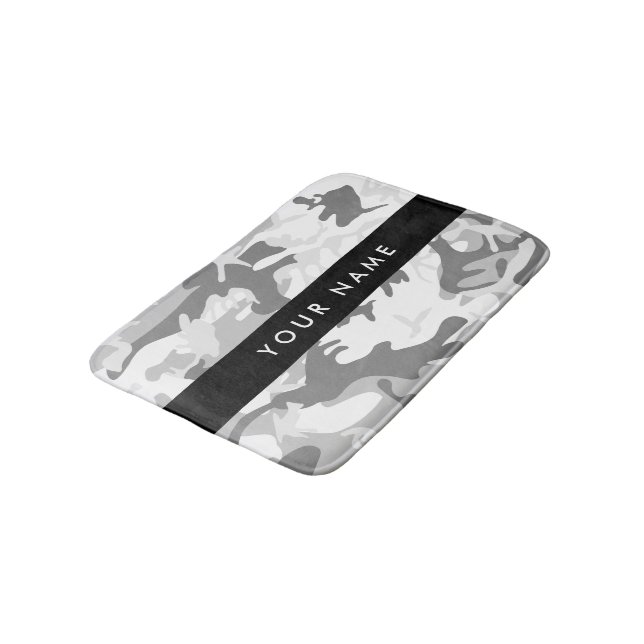 Winter Snö Grått Camouflage Ditt namn anpassar dit Badrumsmatta (Vinklad)