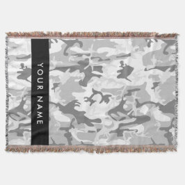 Winter Snö Grått Camouflage Ditt namn anpassar dit Filt