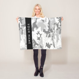 Winter Snö Grått Camouflage Ditt namn anpassar dit Fleecefilt