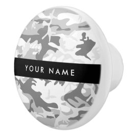 Winter Snö Grått Camouflage Ditt namn anpassar dit Knopp