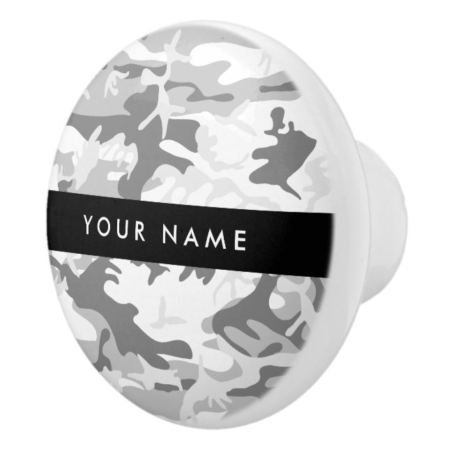 Winter Snö Grått Camouflage Ditt namn anpassar dit Knopp (Höger)