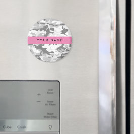 Winter Snö Grått Camouflage Ditt namn anpassar dit Magnet