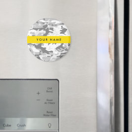 Winter Snö Grått Camouflage Ditt namn anpassar dit Magnet