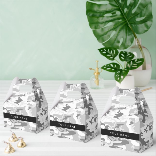 Winter Snö Grått Camouflage Ditt namn anpassar dit Presentaskar (Multipel)