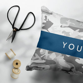 Winter Snö Grått Camouflage Ditt namn anpassar dit Prydnadskudde