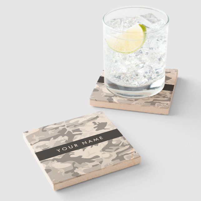 Winter Snö Grått Camouflage Ditt namn anpassar dit Stenunderlägg (Sidan)